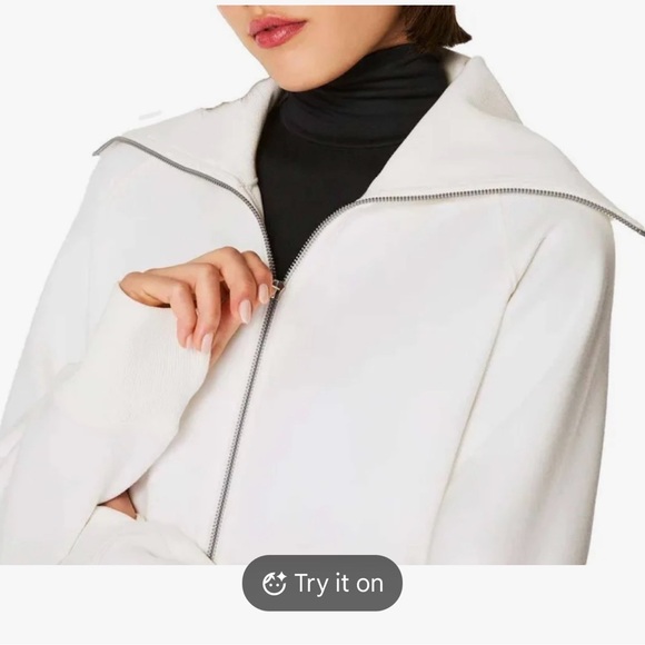 SPANX Cream Ribbed Zip-Up Jacket - Picture 4 of 7